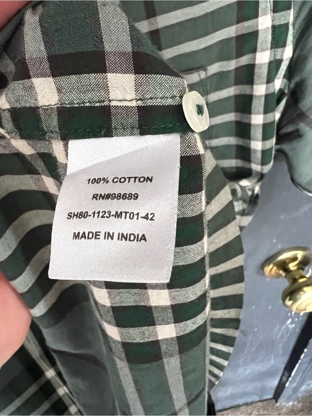 Todd Snyder Madras Cotton Green Plaid Short-Sleeve Button-Down Shirt - Picture 3 of 3